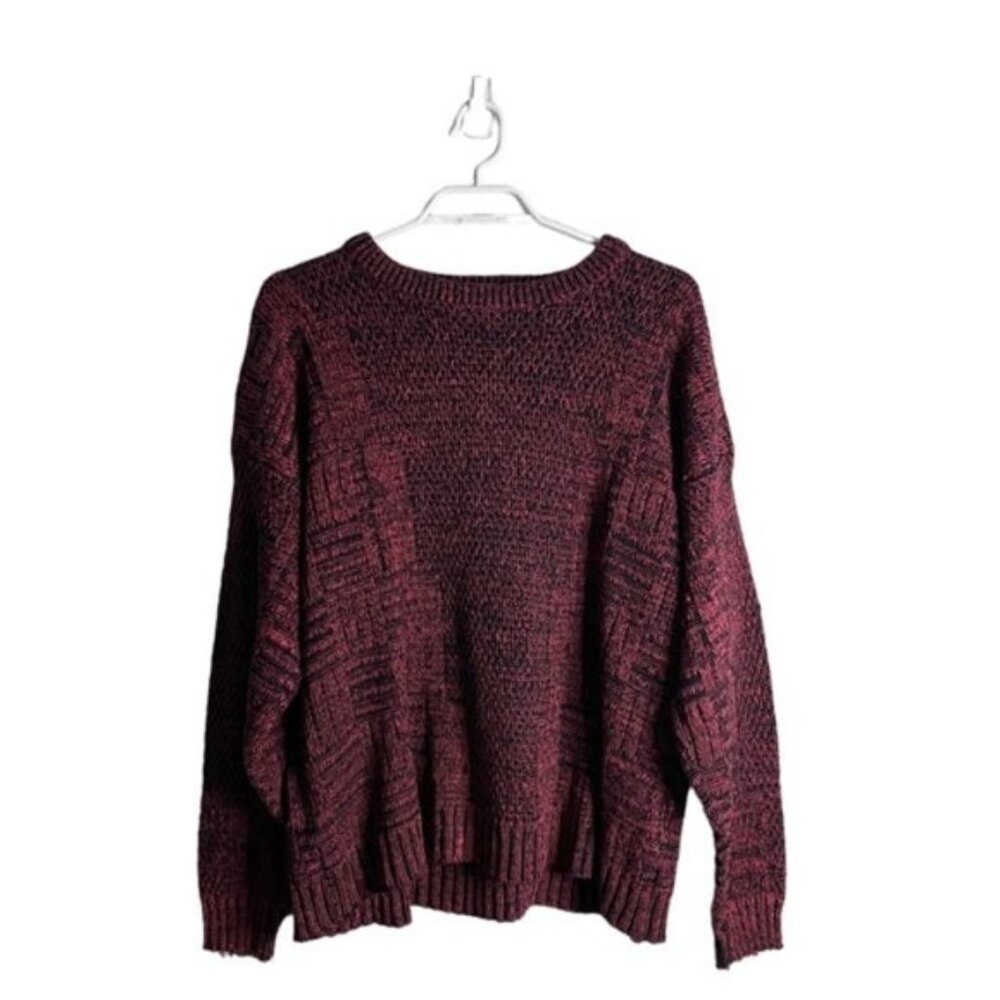 John Ashford Pink Vintage Marled Knit Crewneck Sweater